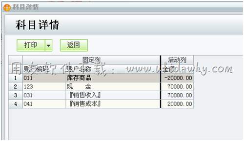 查看科目詳細中的金額圖示