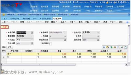 換貨業(yè)務(wù)操作圖示，一正一負混錄