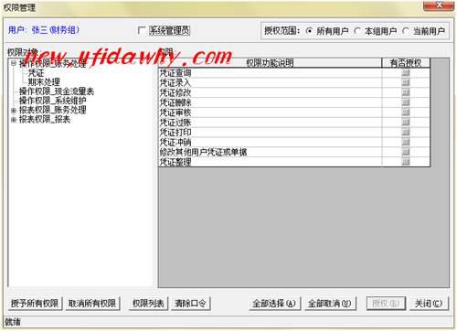 權(quán)限管理窗口